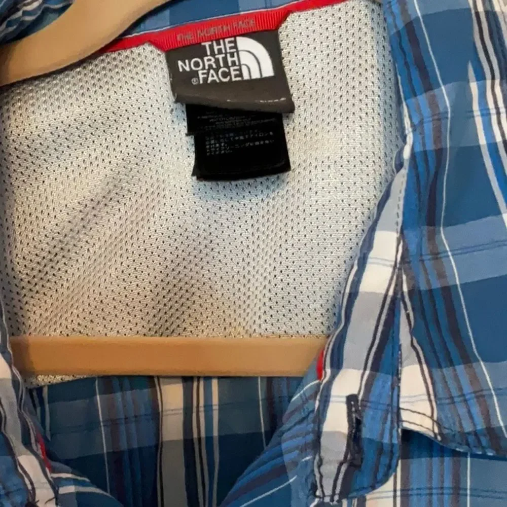 Mens The North Face Blue‎ Plaid Short Sleeve Shirt XL